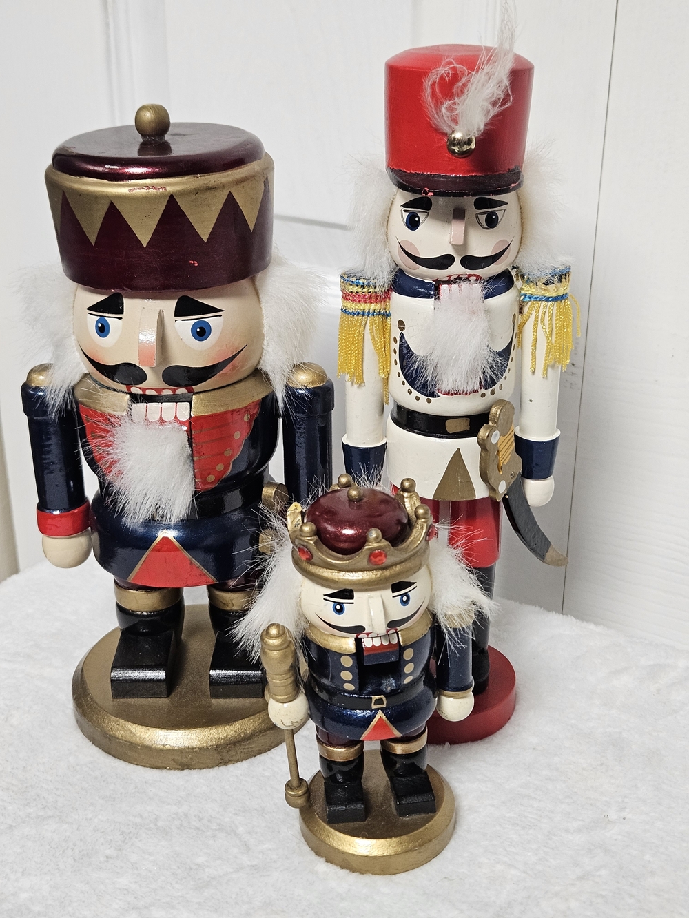 Festive Red, Navy & Gold Nutcracker Trio Holiday Figurines